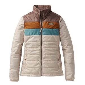 LL Bean Mountain Classic Puffer Jacket Colorblock Brown Large New With Tags